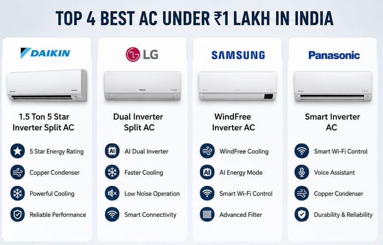 Best AC Under ₹1 Lakh in India (2026)